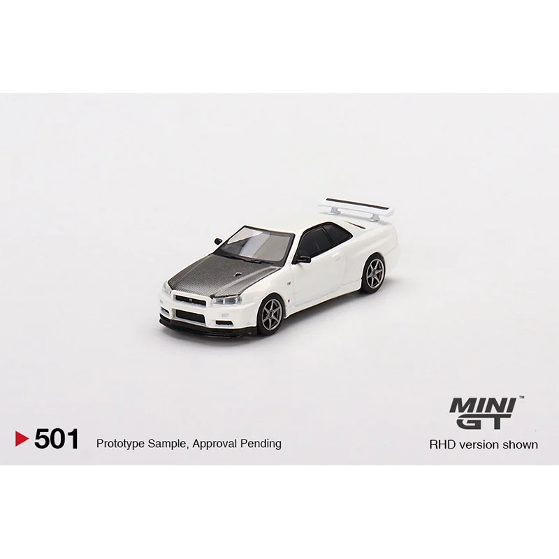 MINI GT 1:64 Skyline GTR R34 V-Spec II N1 White Diecast Diorama Car Model Collection Miniature Carros 501 In Stock