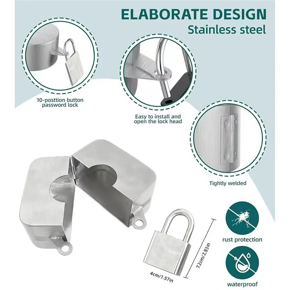 Stainless Steel Outdoor Faucet Lock Cover With Keys For Garden Hose Bib Tap Theft Protection Security Device