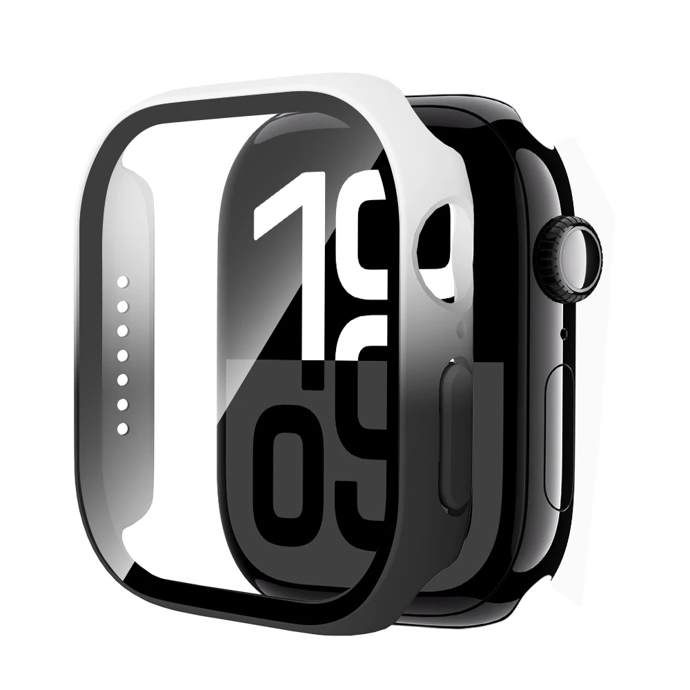 Tempered Glass Cover for Apple Watch 40mm 41mm 44mm 45mm S10 42mm 46mm Screen Protector Protective Case iWatch 10 9 8 7 6 5 4 SE