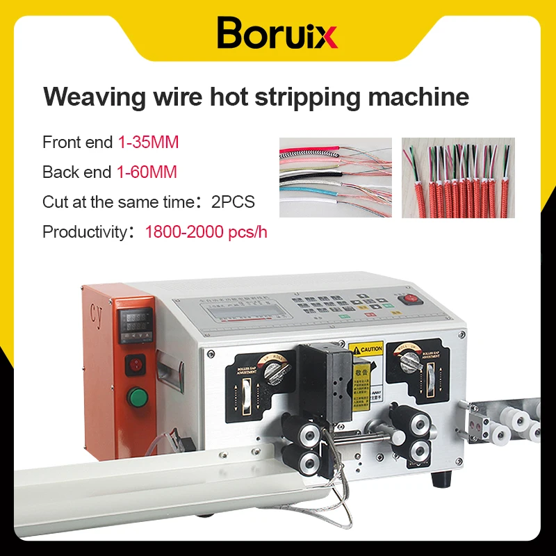 Boruix 220V/110V Computerized High Temperature Wire Stripping Machine, 1-35mm/1-60mm, For 12-32AWG Braided Mesh Peeling Machine