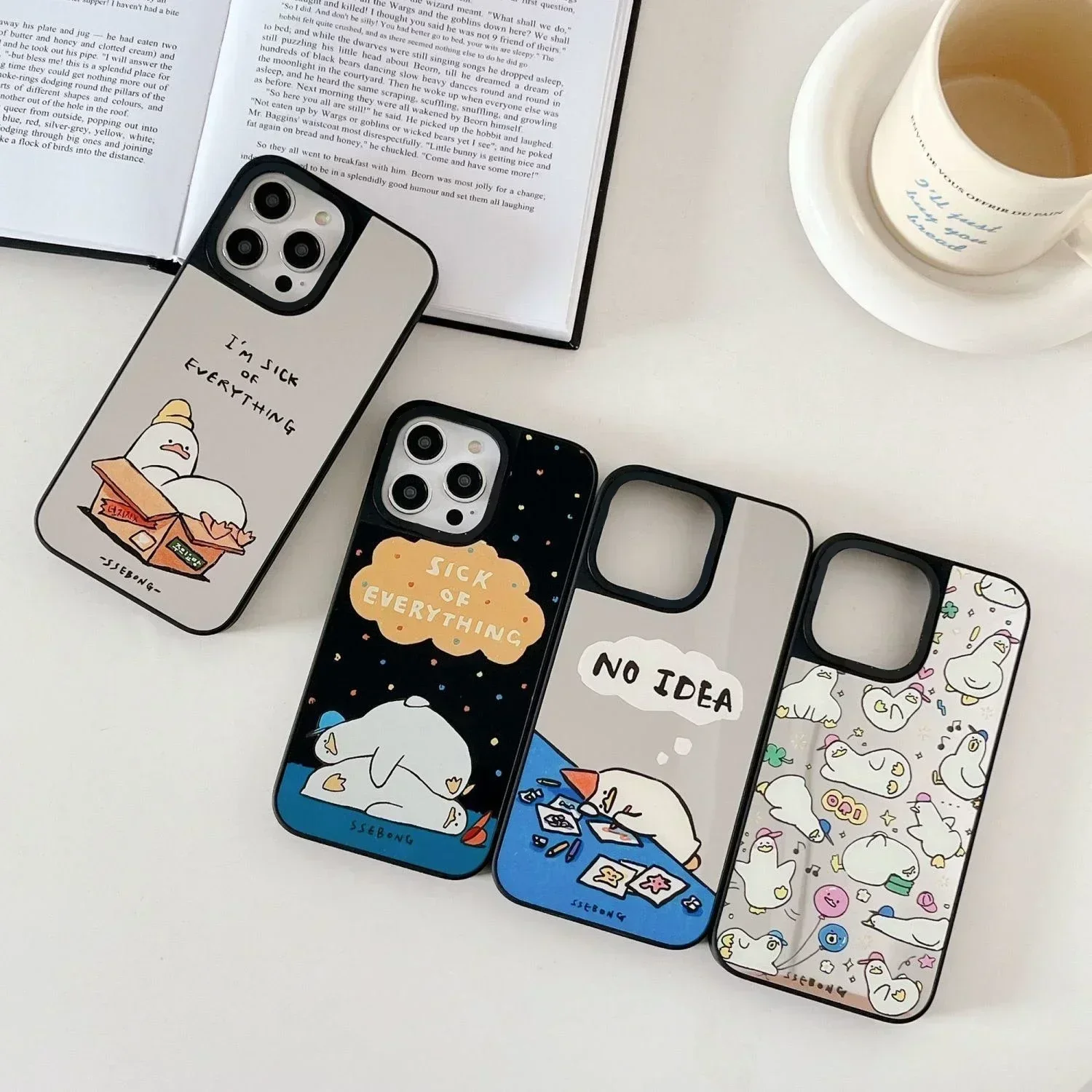 

Creative Cute Cartoon Duck IPhone 11 12 13 14 15 Pro Max Mirror Surface MagSafe Case Cover Shell