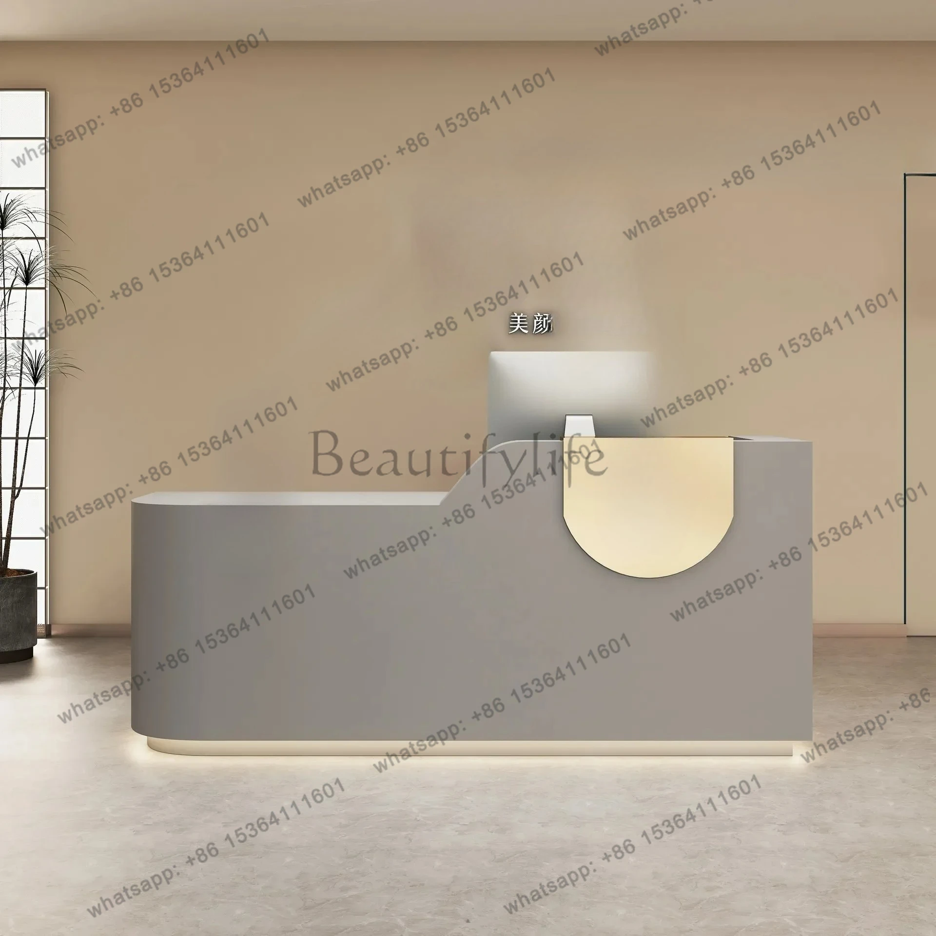 

yj9 Clothing store curved bar simple modern beauty salon checkout page