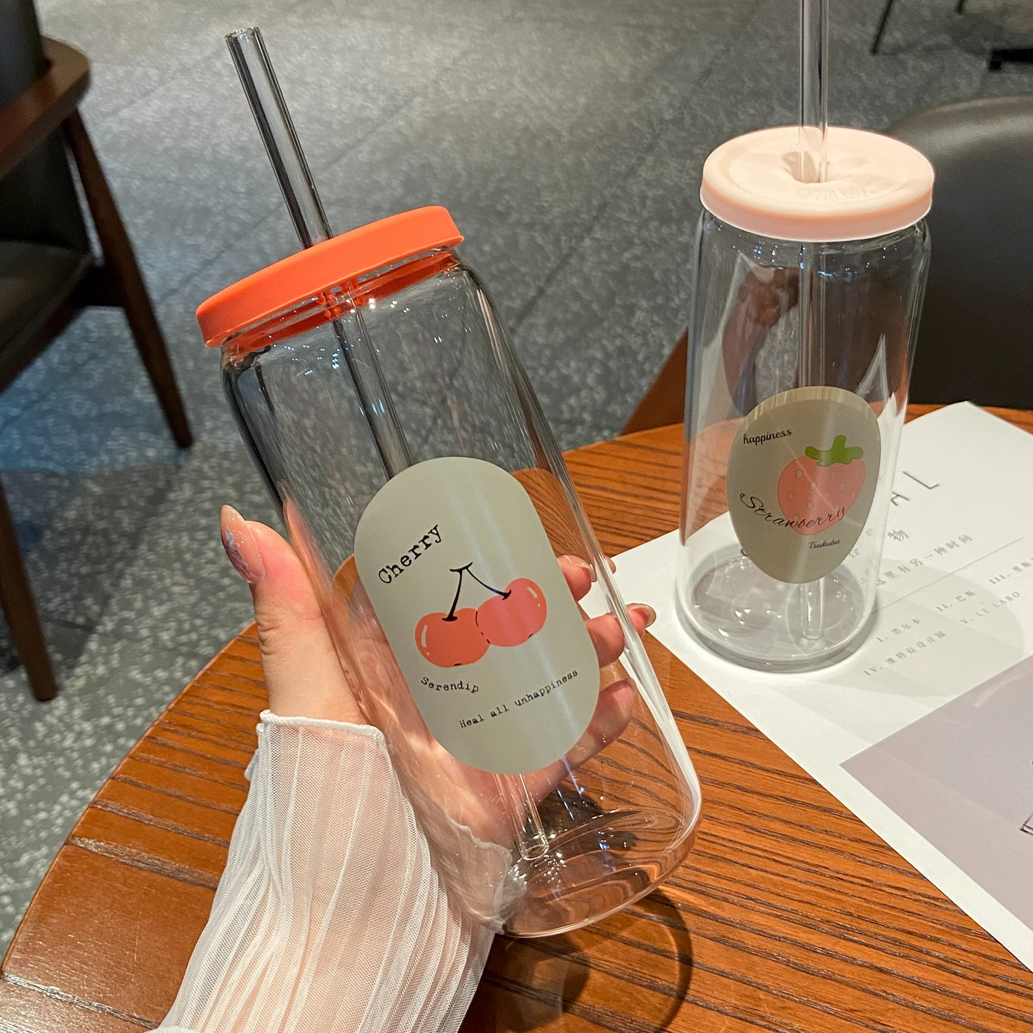 500ml-large-capacity-creative-glass-cup-with-straw-for-drinking-water-coffee-milk-high-aesthetic-value-home-use-cup
