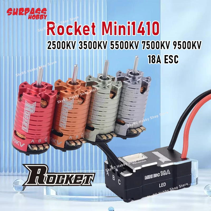 

Rocket Mini1410 2500KV 3500KV 5500KV 7500KV 9500KV Brushless Motor 18A ESC for Kyosho Mr03 Pro Atomic GLracing 1/28 1/32 RC Car