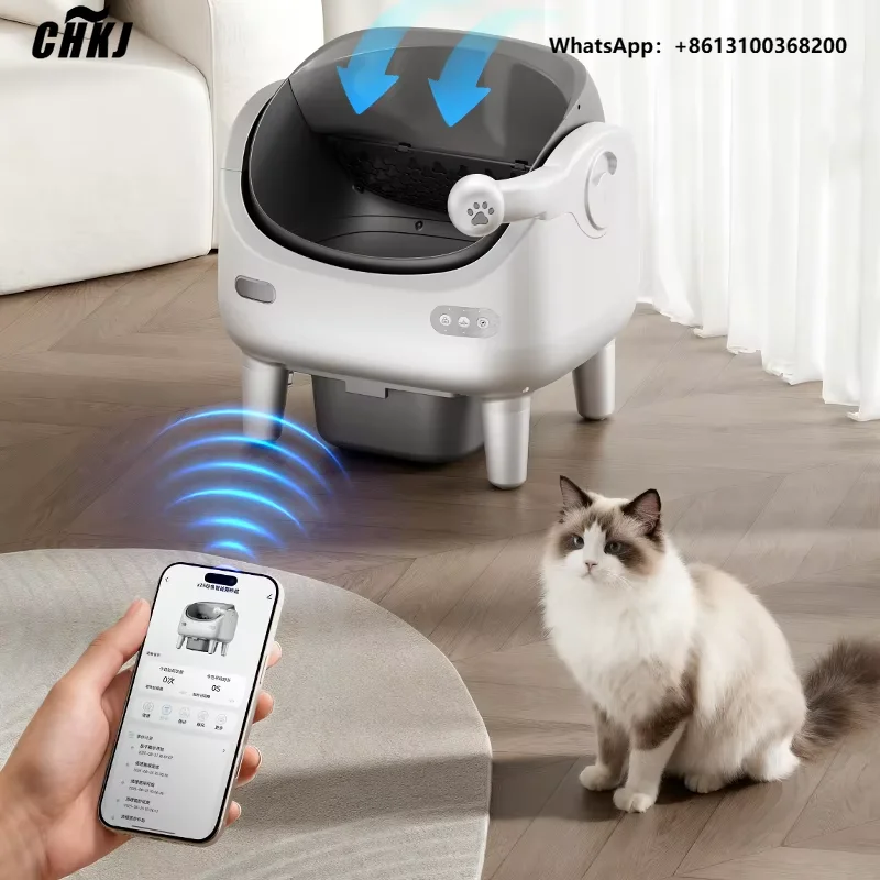 Large Capacity Automatic Self Cleaning Cat Box APP Control AI Deodorizing Enclosed ABS Smart Cat Toilet For Indoor Cats