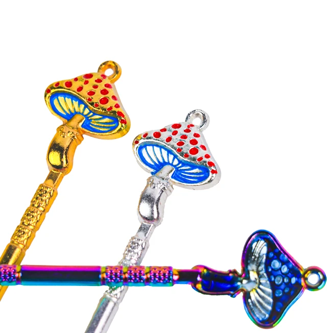 Metal Mini Shovel Scoop 11.8cm Portable Mushroom Style Cleaning Spoon Smoking Tool view 3