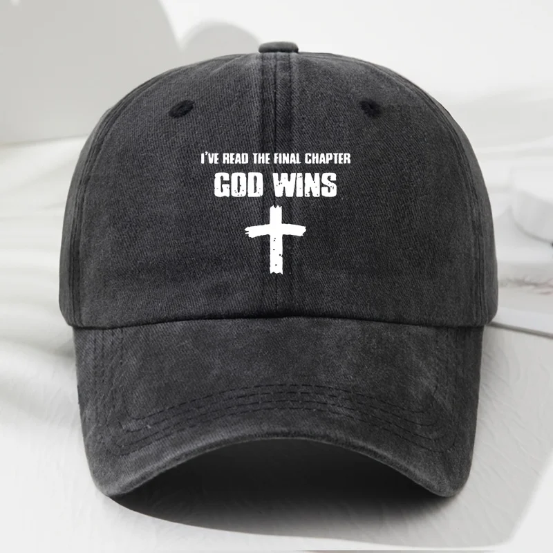 

[God Wins Cap] Lightweight Polyester "God Wins" Soft-Top Baseball Cap | Adjustable, Cross Symbol for Outdoor Sports,