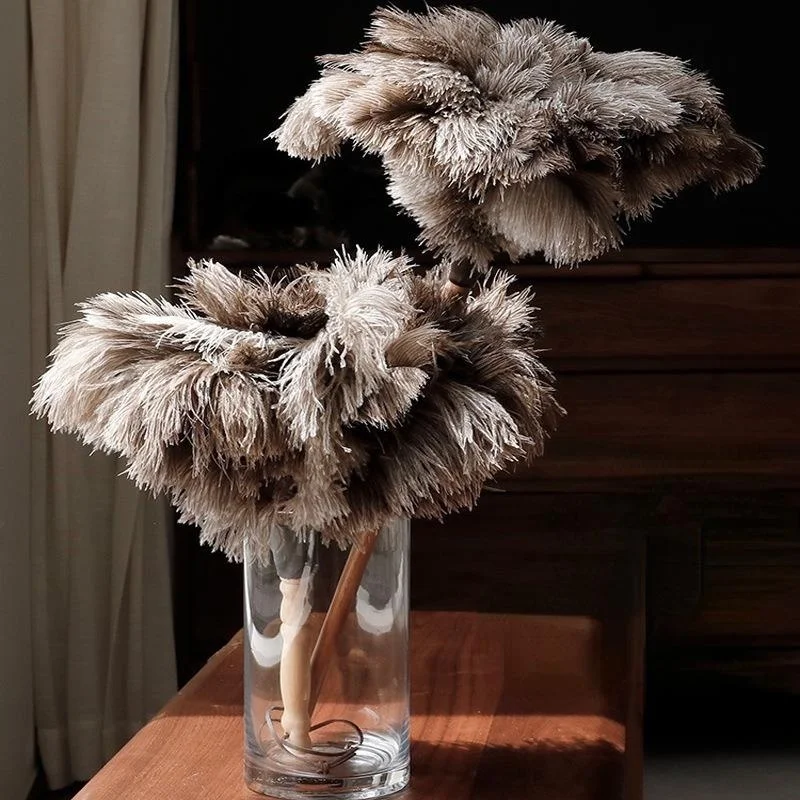 1Pc Ostrich Feather Duster Does Not Shed Hair, Thickens and Enhances Dust Removal, Electrostatic Duster with Chicken Feathers