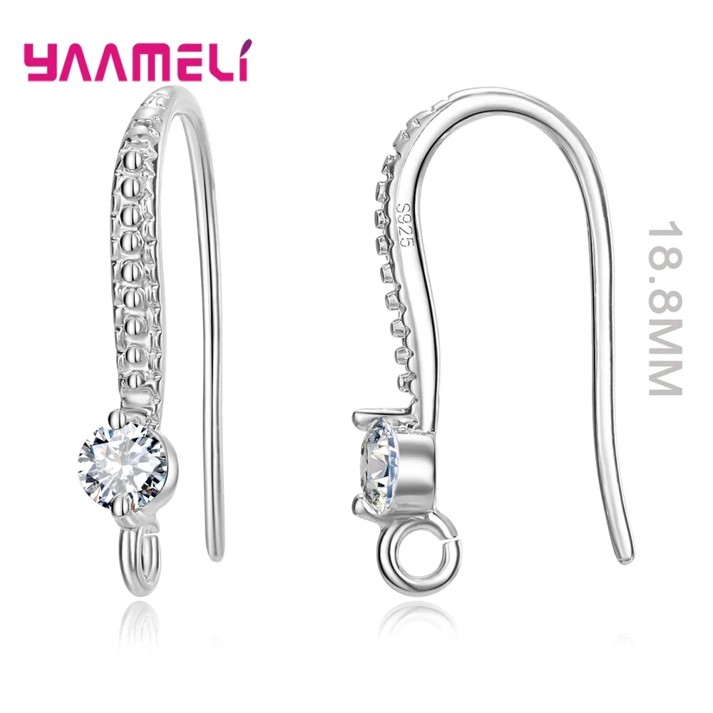 Autentyczne 925 Sterling Silver S925 Hook kolczyki biały różowy niebieski fioletowy Cubic cyrkon akcesoria jubilerskie do uszu ustalenia — zdjęcie 3