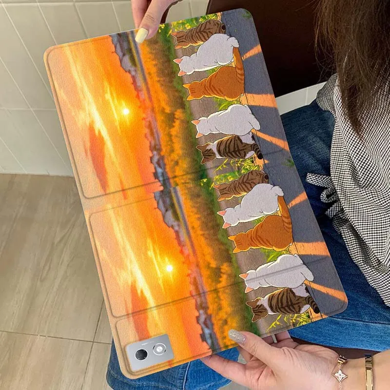 

Sunset Cat Cartoon Gift For Xiaoxin Lenovo Tab Pad K11 K10 M10 P11 3rd Plus Pro Legion Y700 Y900 Gen4 2 Tablet Case