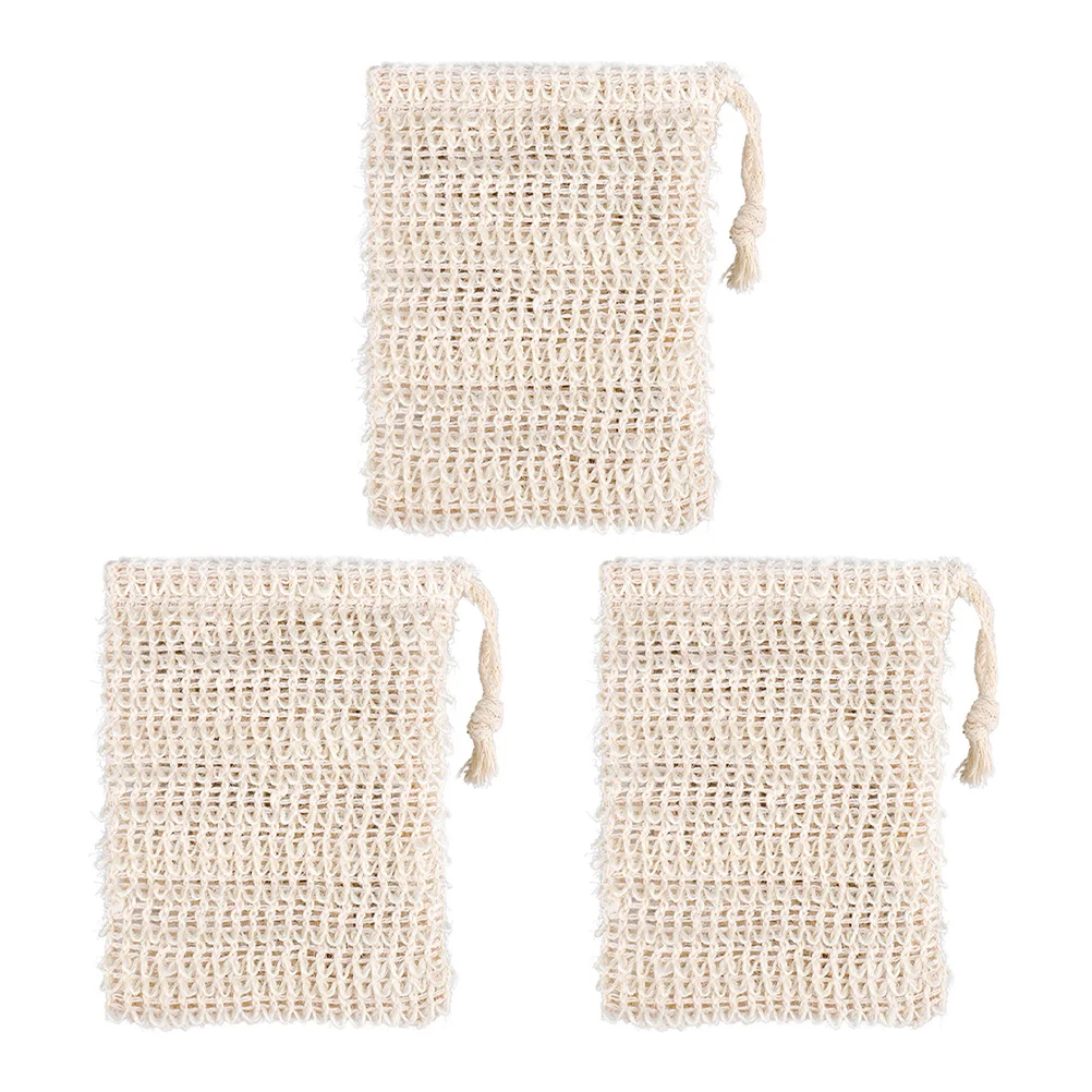 3 Pcs Soap Foaming Bathing Supply Ramie Pouch Preservation Storage Jute Drawstring Maker