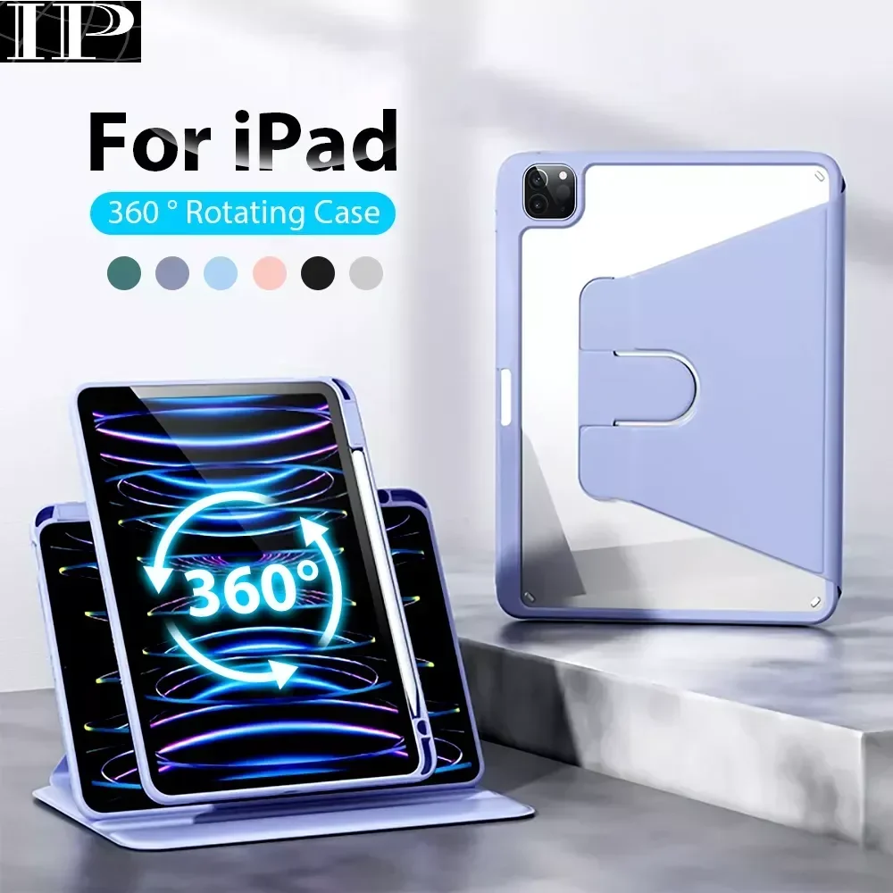 Case For Ipad Pro 12.9 6th 11 2022 Air 5 4 Cover For Ipad Mini 6 2021 10.2 9 9th 10th Generation 360° Rotation Shell Accessories