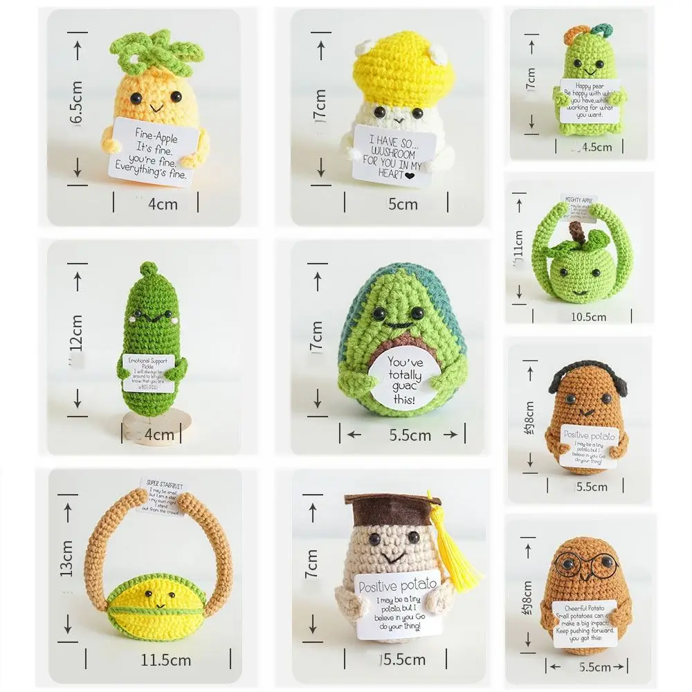 Ornamentos engraçados batata positiva com cartão de afirmação positiva decoração de escritório tecido frutas vegetais boneca artesanal decoração de casa