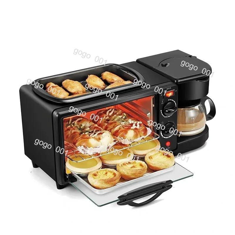 3 in 1 Breakfast Maker Toaster Oven Combo Mini Toast Oven for Home 110V 220V Dual Voltage