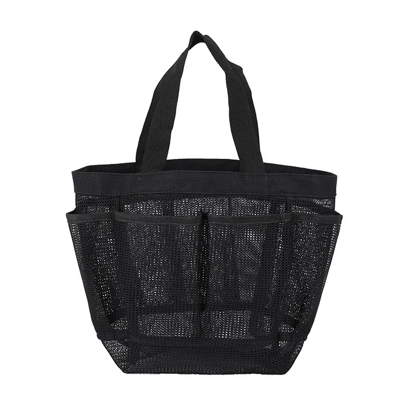 1pc Bath Basket Black Tote Mesh Beach Bag