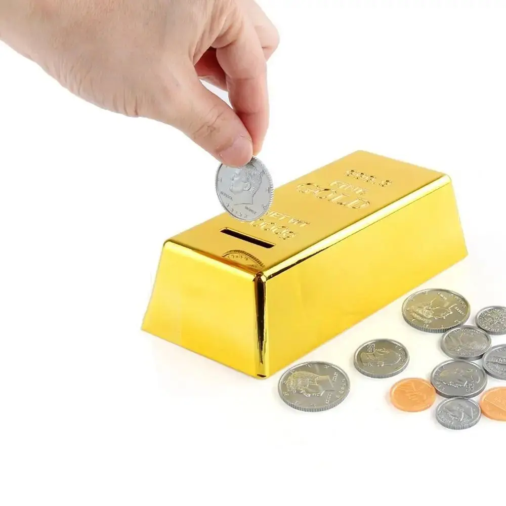 Nieuwe Gold Bullion Bar Spaarpot Simulatie Plastic Muntautomaat Bullion Spaarpot Vakantiecadeau Geldbesparende Case
