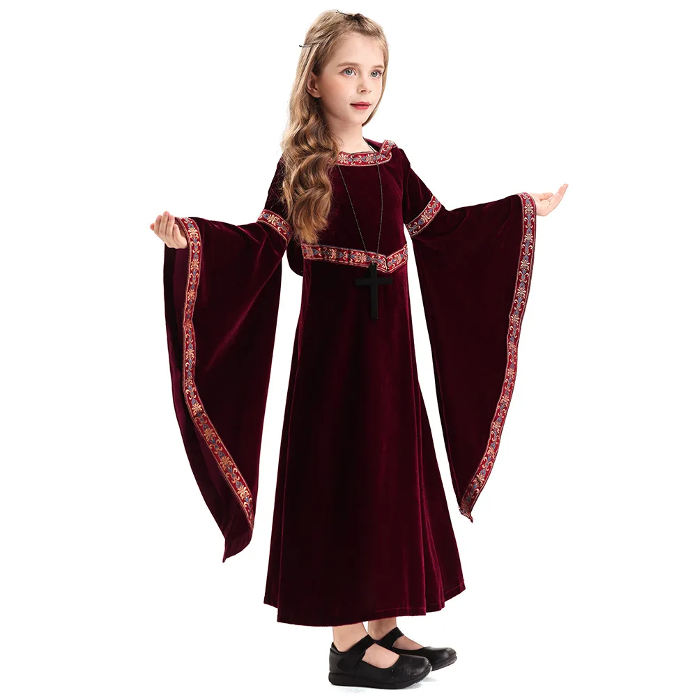 2025 Halloween costume horror Grim Reaper outfit children's hooded long dress stage performance outfit