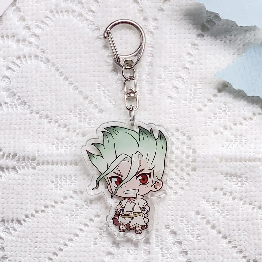 1/6PCS Anime Characters Dr. STONE Acrylic Keychain Accessories Keyrings Friends Gifts Funny Cartoon​ Bag Charms Backpack Pendant image 3