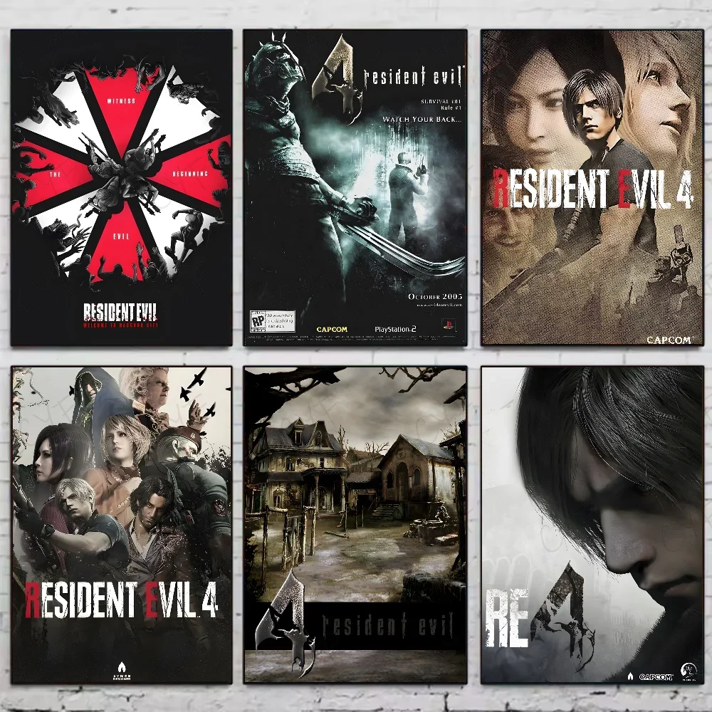 Póster de G-Game R-Resident E-Evil 4, arte HD, pared, impermeable, hogar, sala de estar, dormitorio, bar, decoración estética, 1 ud.