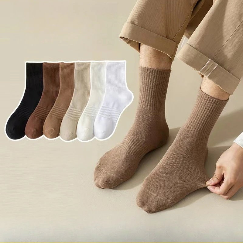 

Мужские носки средней длины, теплые цвета на все сезоны, мужские спортивные носки с эластичным поясом, длинные носки для японских пар, длинные носки.