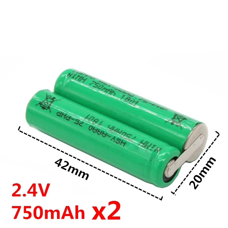 2PCS/Pack 2.4V 750mAh HSY-AAA0.75-PHP Ni-Mh Battery for Philips HC3410 HC3426 HC5446 HC5447 HC5450 BT9290 QC5130 Electric Shaver