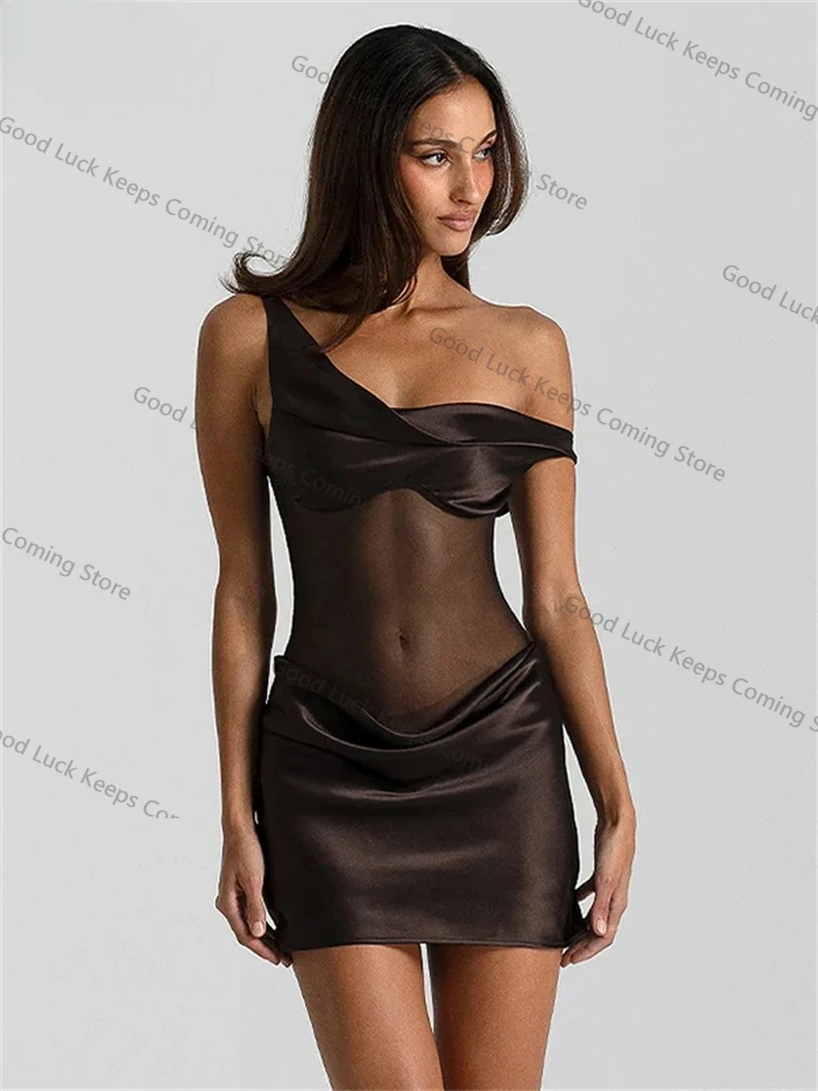 2025 Chic Fashion Sexy Elegant Satin Mini Sleeveless Skinny Night Club Dress Women 2025 Evening Party Summer Low Waisted Dress