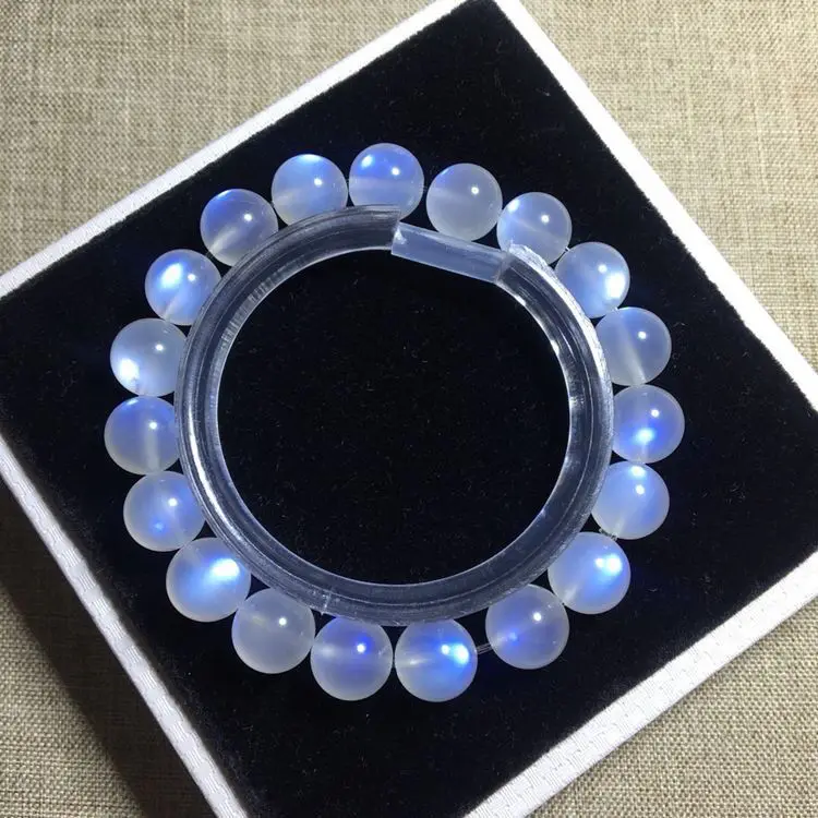 Imagem -03 - Ice Blue Moonstone Pulseira para Mulheres Cordão de Mão Creme Azul Claro Forte Joias de Luxo Sri Lanka 8a Natural