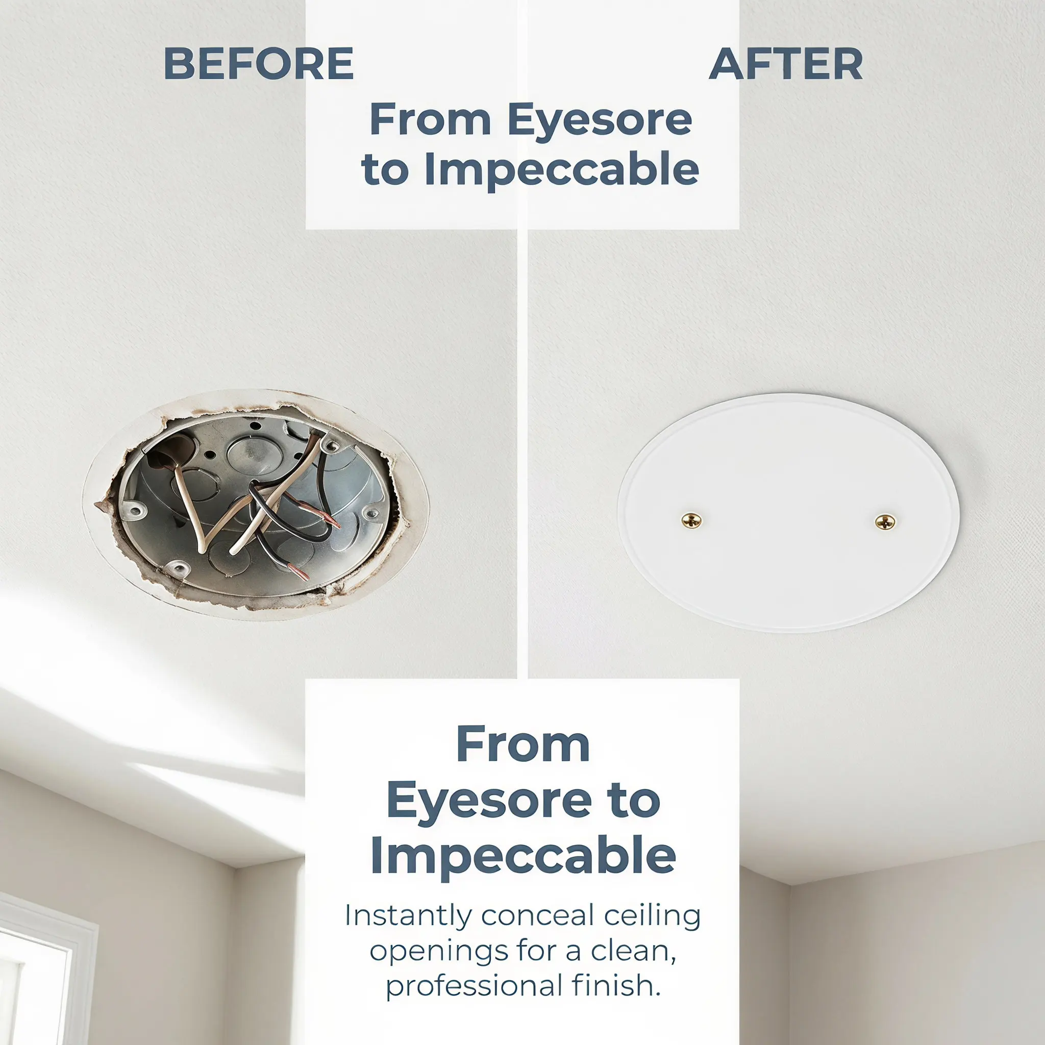 4Pcs Ceiling Round Hole Covers Flat Blank Plates Electrical Box Caps Ceiling Wall Cover Plates Blank Cover Wall Plate