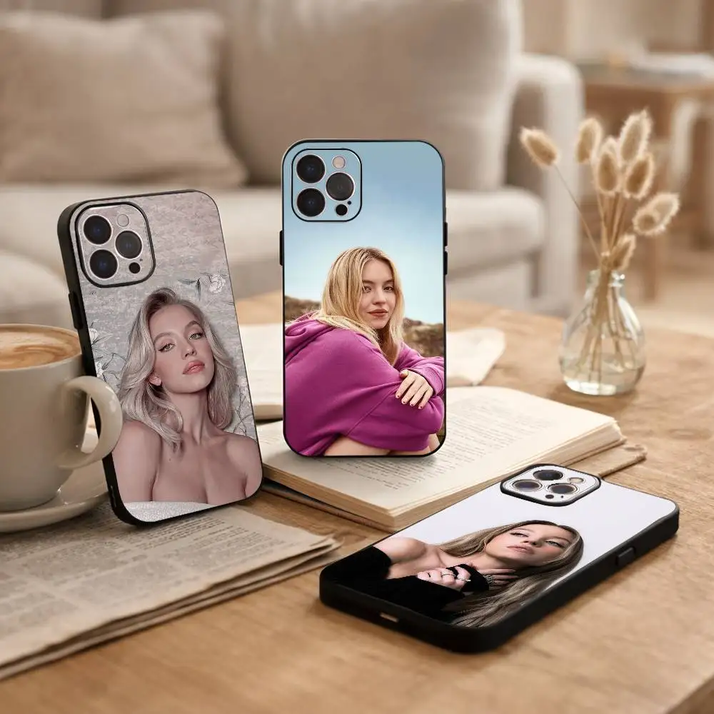 

Actor S-Sydney Sweeney Phone Case For iPhone17,16,15,14,13,12Plus,Pro Max,XS,5G Soft Silicone Black Cover