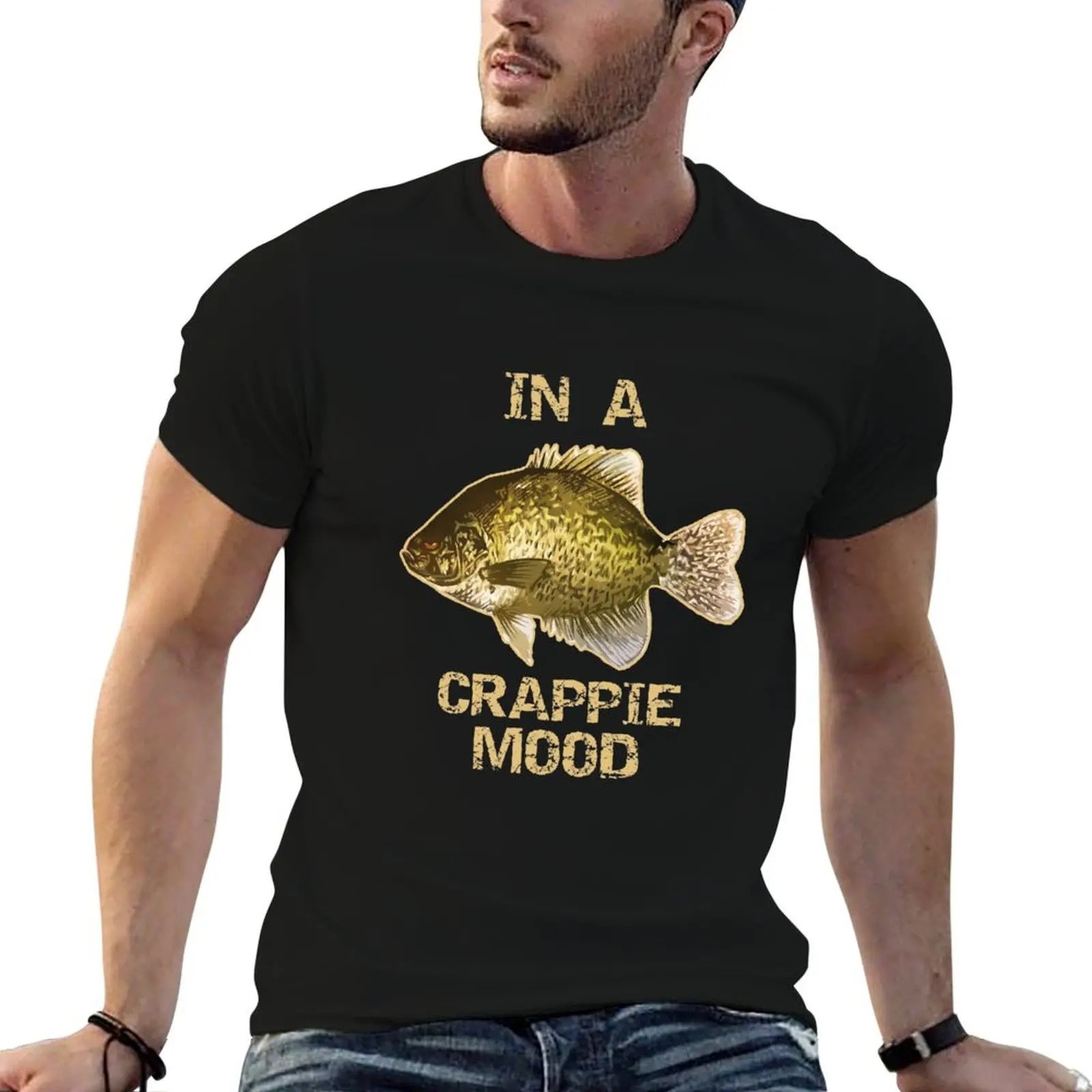 

In A Crappie Mood Crappie Fishing T-Shirt black cotton t-shirt plain for man package funny t shirts cotton T-Shirt