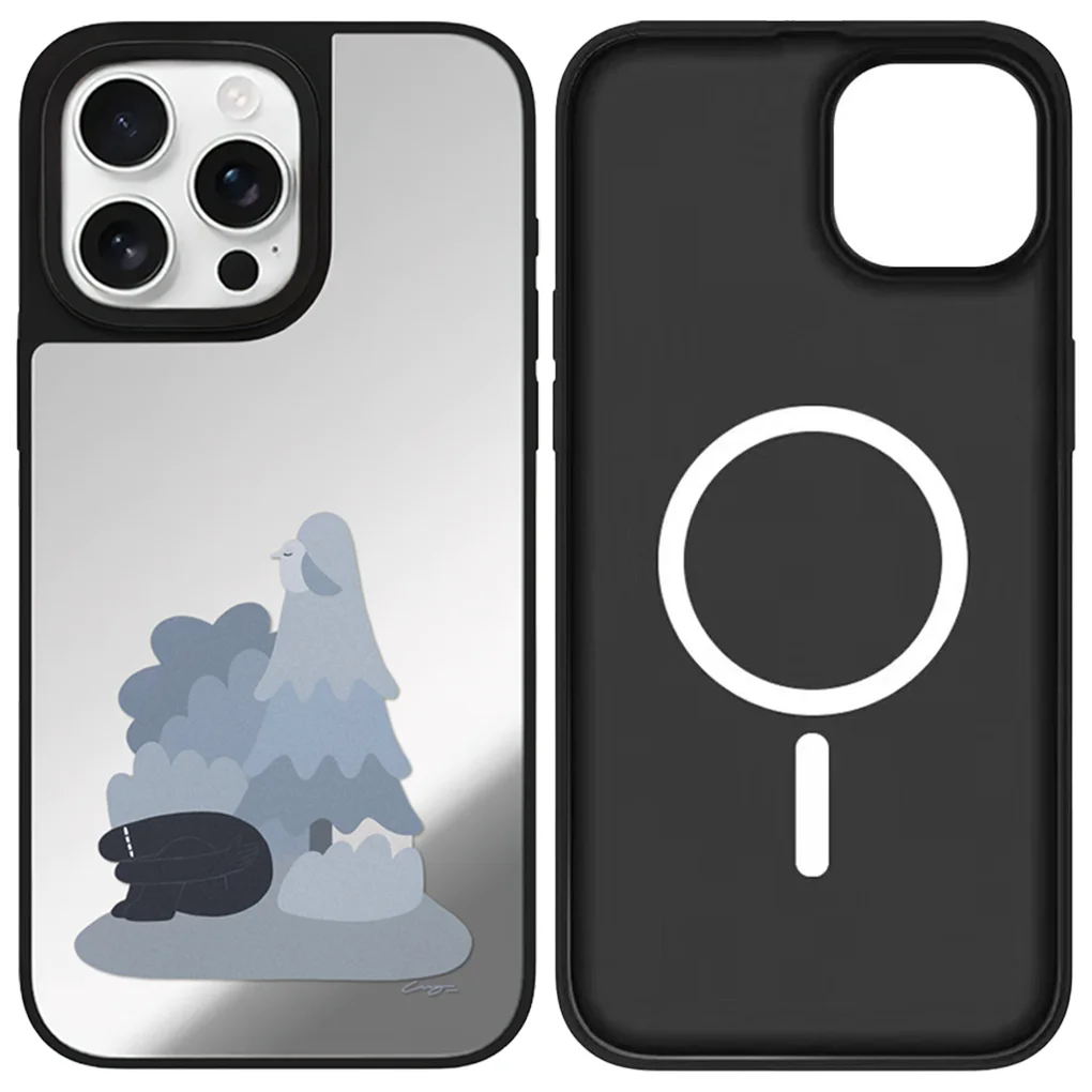 

Abstract Painting Girl Mirror Surface Black Border Magnetic Phone Case Cover for IPhone 12 13 14 15 16 17 Pro Max Case