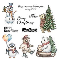Mangocraft Winter Days Snowman Polar Bear Clear Stamp DIY Scrapbooking Supplies Silicone Stamp For Cards Albums Crafts Decor