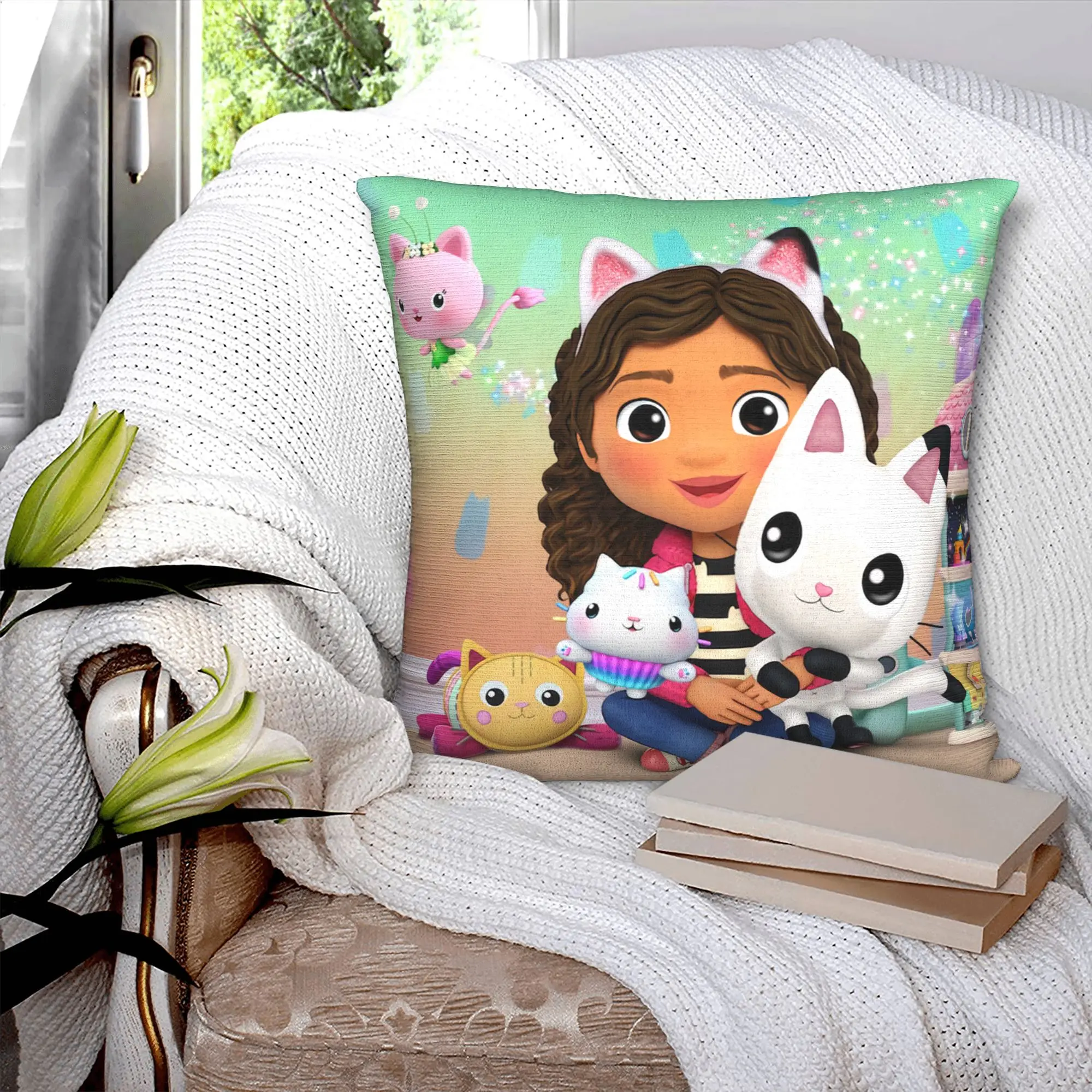 Gabbys Dollhouse Cushion Cover Gabby Cat Pandy Paws Soft Cute Pillows Home Decor