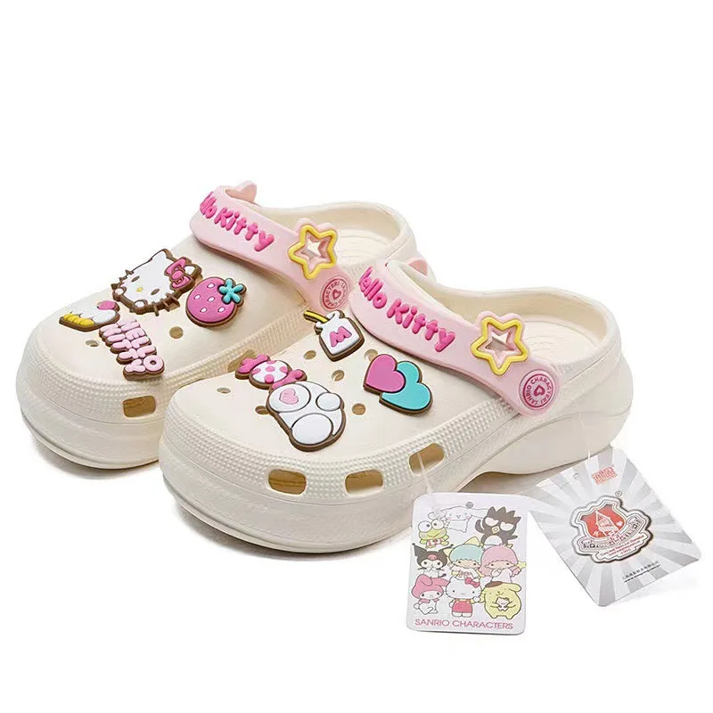 MINISO Cartoon 6-9 pezzi Hello Kitty Ciondoli per scarpe Zoccoli Sandali Decorazione Scarpe rosa Accessori Fibbia Fascino Ragazze Donne Regali