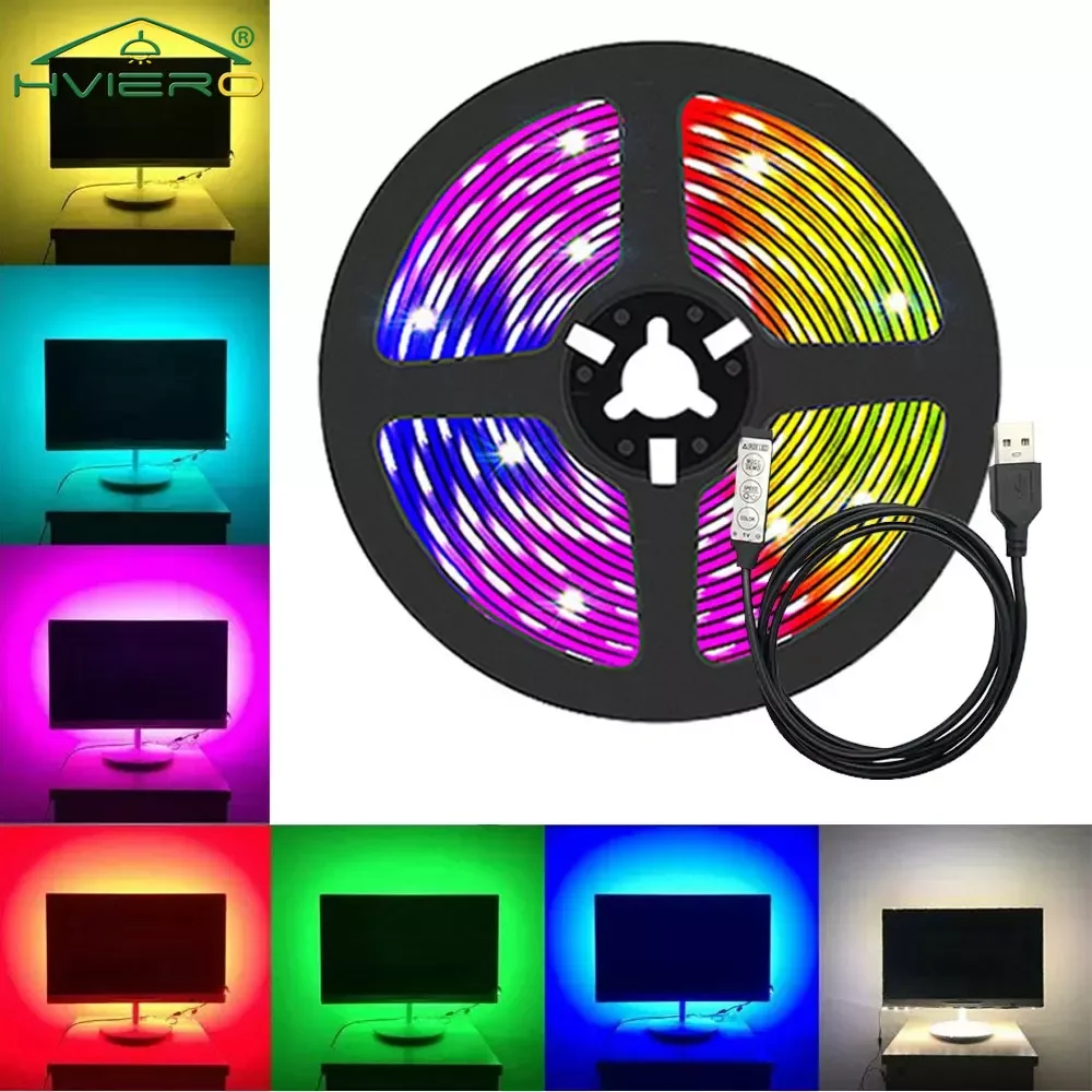 

LED Lights Strip USB 3key IR Remote Control RGB 2835 Flexible Lamp Tape Diode Background Christmas Room Decoration Lighting Neon