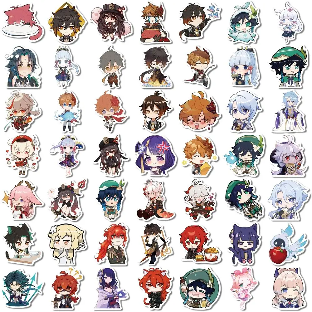 50/100 Pcs Cute Impact Genshin Stickers Anime Game Decals Sticker for Laptop Luggage Skateboard Guitar Motorbike Kids Toys