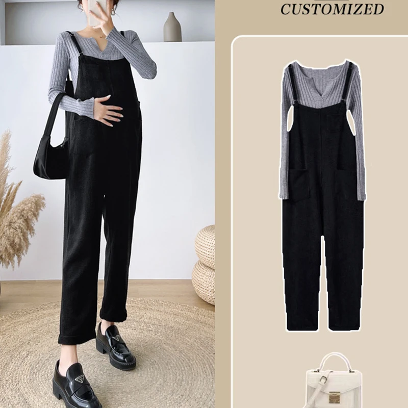 

Maternity Suspenders Pregnant Women Jumpsuit Maternity Corduroy Casual Pants Spring And Autumn Overalls Roupa Gestante Trousers