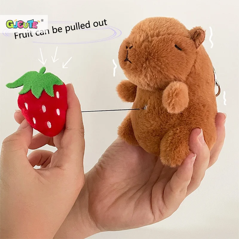 Simpatico cartone animato frutta capibara peluche portachiavi Kawaii animali di peluche ciondolo borsa creativa ornamenti appesi regali di compleanno