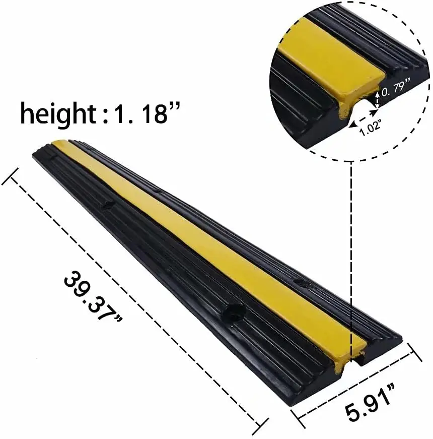 5 paquetes de golpes de velocidad 1 canal 22000 lbs capacidad de carga protector de cubierta de cable de rampa de cable de goma
