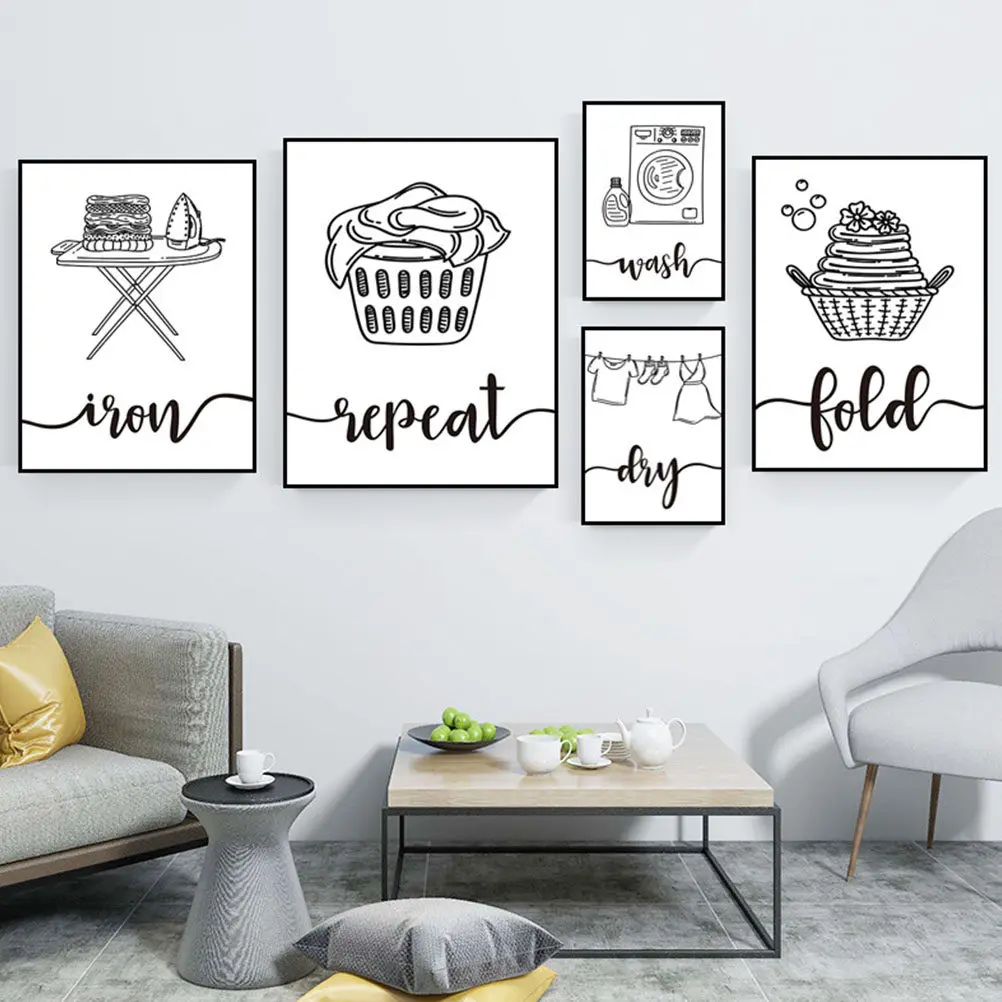 5 Pcs Living Room Wall Decor Laundry Decoration Decorative Painting Bedroom Paintings