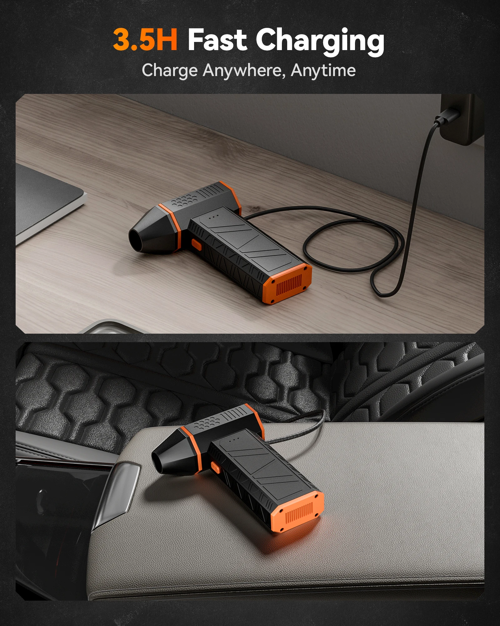 WOLFBOX MF50 Электрический воздуходувка для пыли-110000 об/мин Супермощный, перезаряжаемый 3-ступенчатый бесщеточный двигатель для автомобиля/ПК/дома/на открытом воздухе