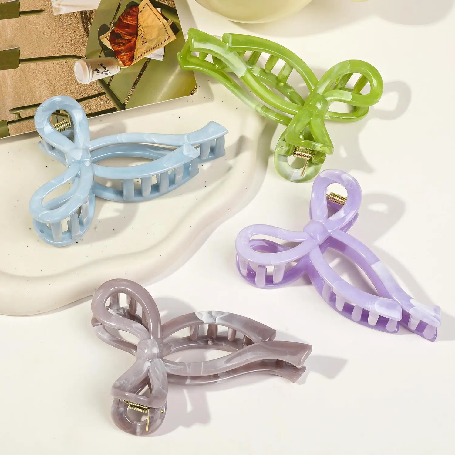 Ponytail Acrylic Hair Claw Grab Bow Large Hair Clip Geometric Hollow Square Hairpins Barrettes for Women Girls Hair Accessories image 3