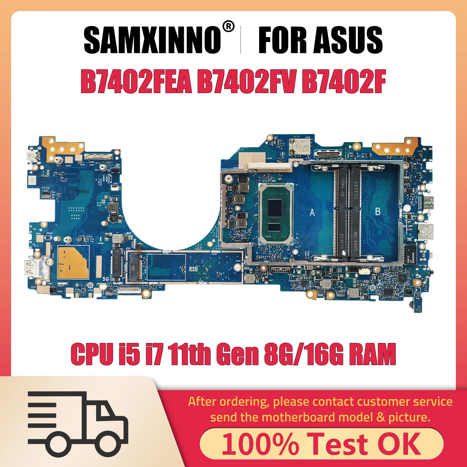 

SAMXINNO B7402FEA For ExpertBook B7 Flip ASUS B7402FV B7402F Laptop Motherboard With i5 i7 11th Gen CPU 8G/16G RAM 100% Tesk