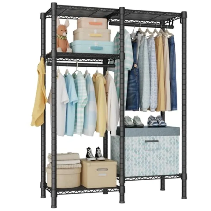 

F1 Garment Rack for Baby Students and 's Room 4 Tiers Freestanding and Portable Heavy Duty Closets Small Metal Clothes Rack wit