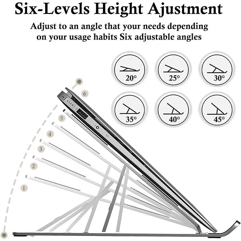 حامل كمبيوتر محمول قابل للتعديل، مناسب لأجهزة الكمبيوتر المحمولة والأجهزة اللوحية مقاس 10-15.6 بوصة، حامل مكتبي مريح قابل للطي مع تصميم تهوية