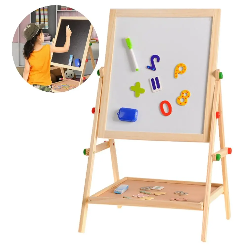 

Wooden 2In1 Drawing Board Multifunctional Creative Double Side Blackboard Stand Style Hanging Blackboard Baby Writing