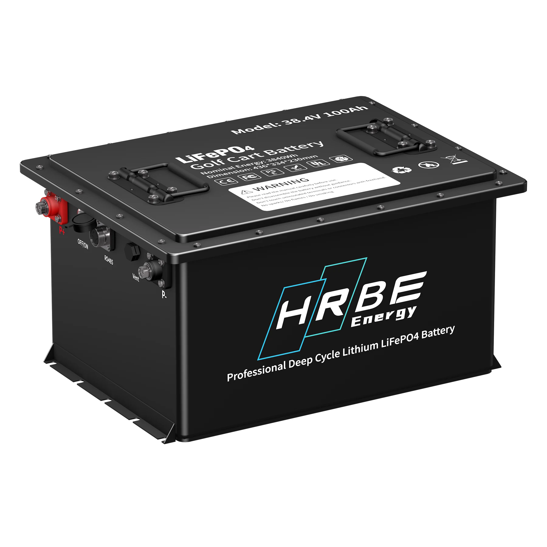 

HRBE 36V 100Ah 3.6Kw Solar System Battery Bank 38.4Volt Lifepo4 100 Amps Battery Pack For Golf Cart Solar Energy Storage