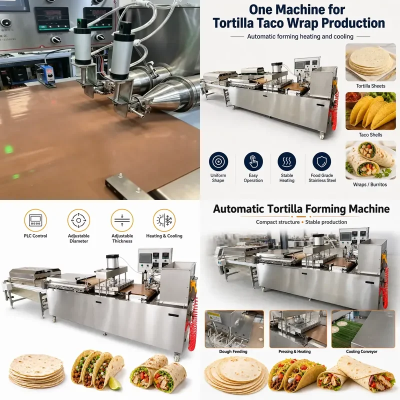 Industrial Tortilla Making Machine Automatic Flour Tortilla Press Maker Commercial Dough Sheeter for Bakery Restaurant Use