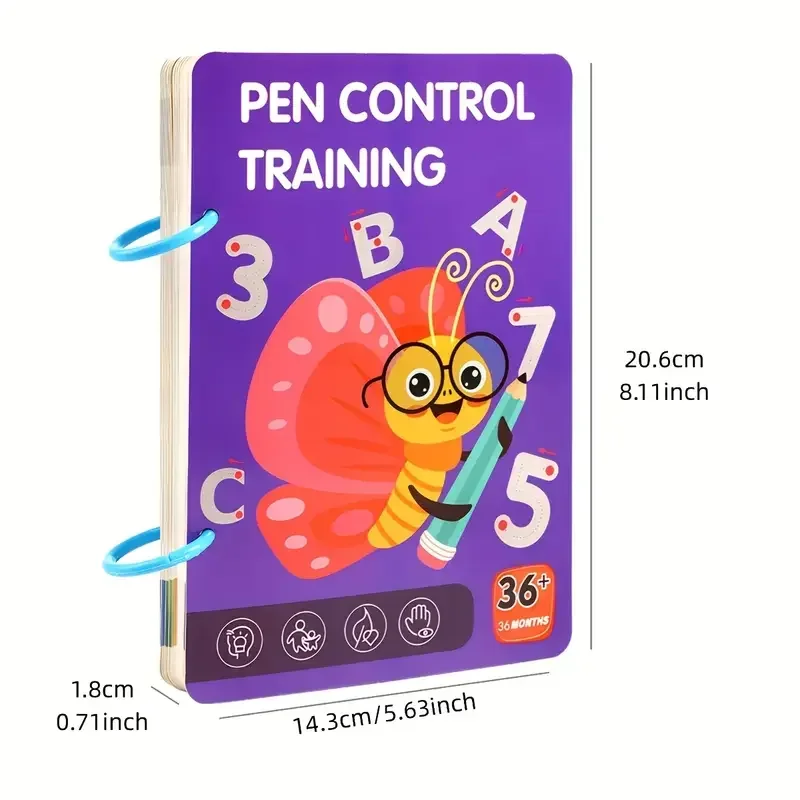 96 Pages Magical Tracing Workbook Control Training Book Reusable Magic Practice Copybook Children Montessori Drawing Education