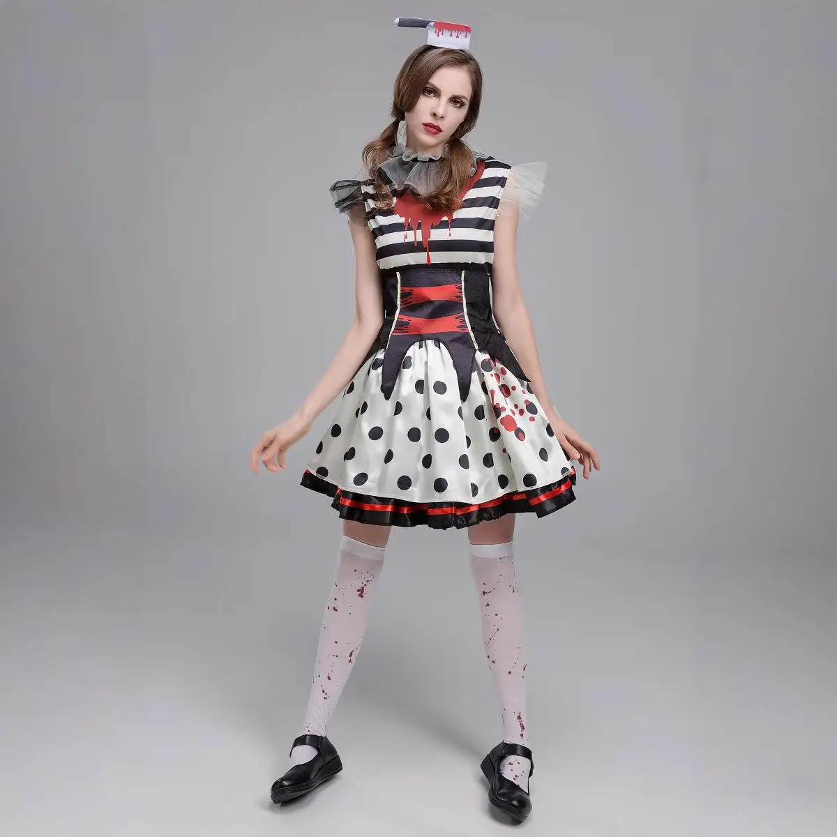 Adult loween Cosplay Bloodstained Clown Costume Terror Zombie  eup Par Performance Traditional Chinese Costume
